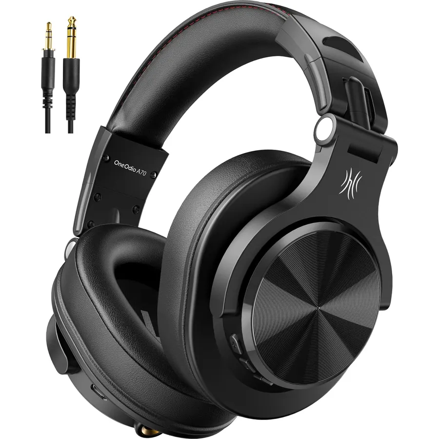 OneOdio A70 Bluetooth Over-Ear Headphones, Hi-Res Wired DJ Studio - Black