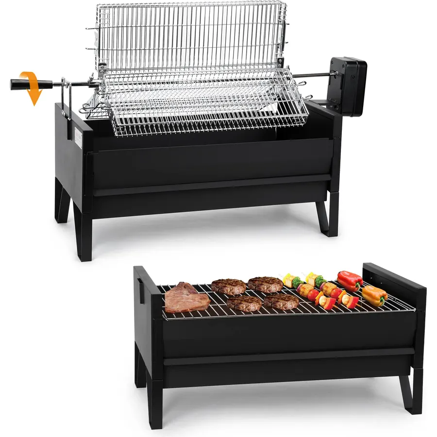 ONLYFIRE GRILLS 2-IN-1 Charcoal Grill with 3 Rotisserie Baskets & BBQ Grate