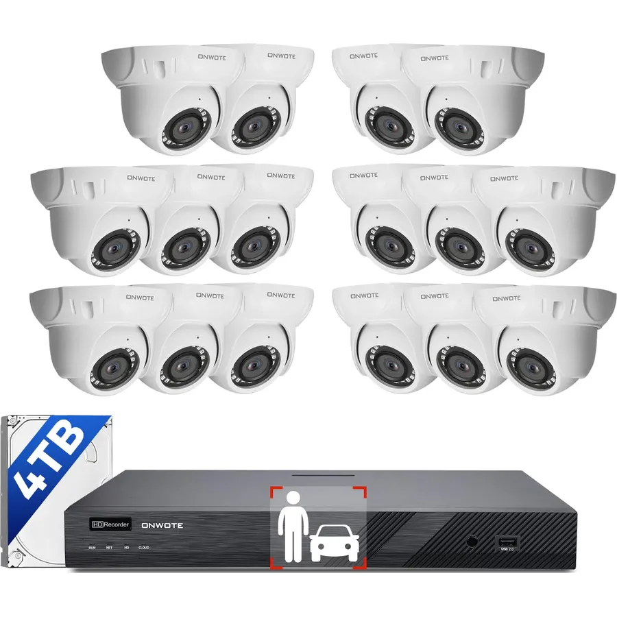 ONWOTE 16 Channel Security System, 12MP NVR, 16x 5MP PoE Cameras, AcuSearch
