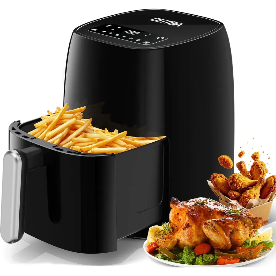 OSTBA 4.5QT Air Fryer, LED Touch Screen, 6 Presets, Fast Oil-Free Cooking, Adjustable Temp & Timer, Dishwasher Safe Nonstick Basket, Compact Family Size