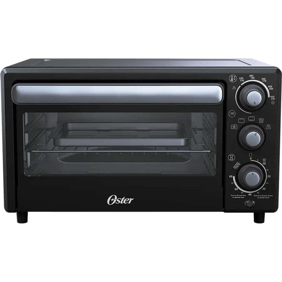 Oster® Compact Air Fryer Toaster Oven. Convection Countertop Pizza Oven, 4-Slice Toaster with 5 Cooking Functions – Air Fry, Bake, Toast, Broil, and Warm