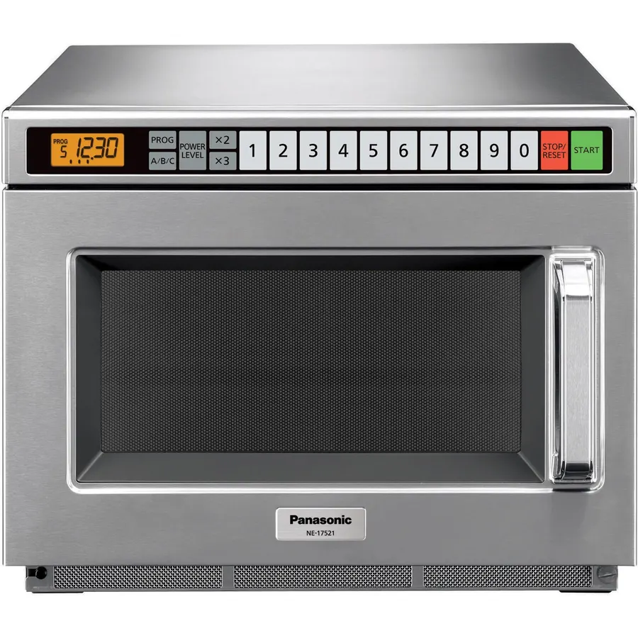 Panasonic PRO1 Commercial Microwave Oven, Heavy Duty, .6 cu ft 1700W, 5-Stage Cooking, LCD Display, Stainless Steel, Programmable, NSF & UL Approved - NE-17521