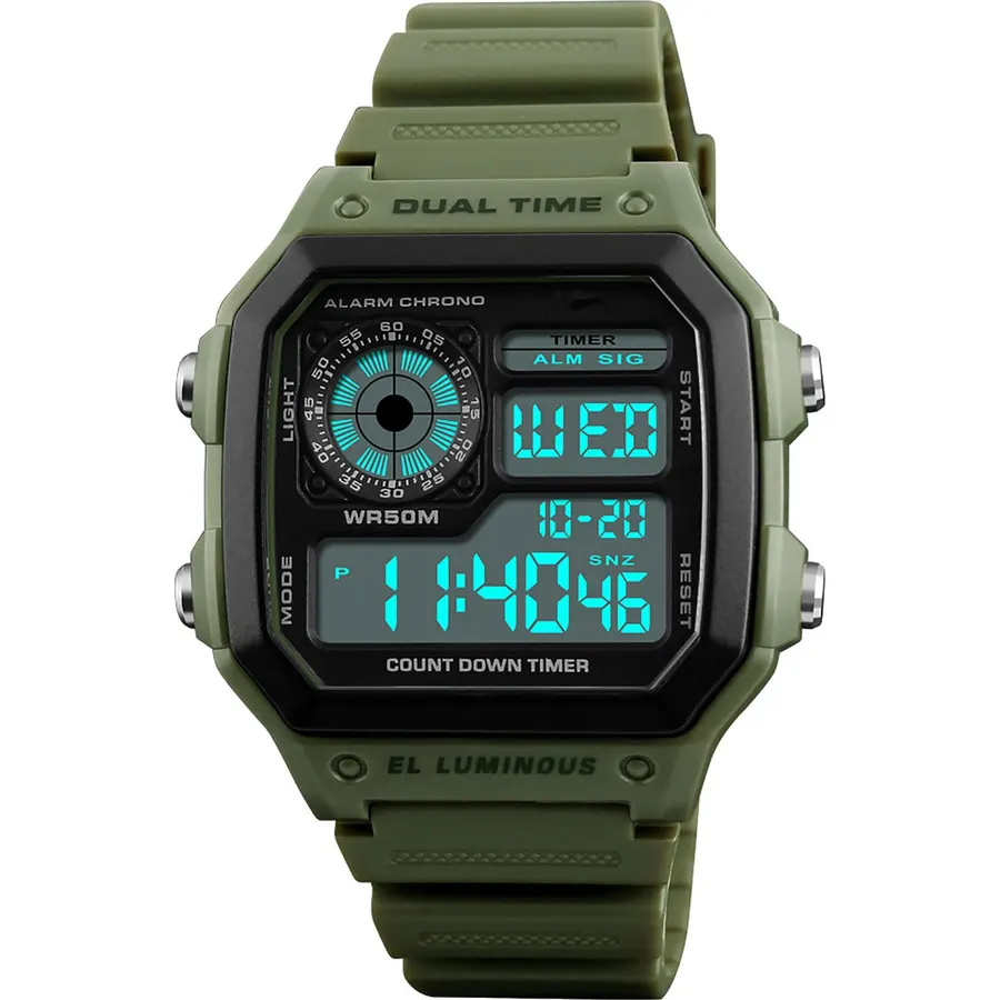 PASOY Men's Digital Sport Watch Waterproof Dual Time Stopwatch Countdown