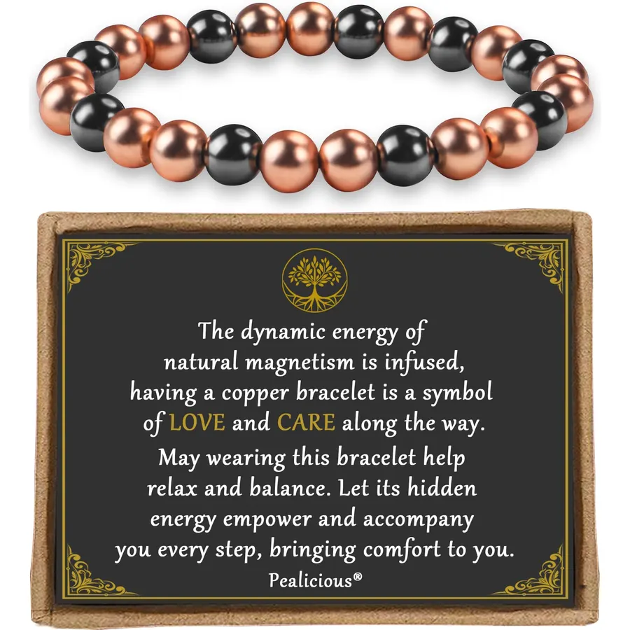 PEALICIOUS Copper Bracelet for Women and Men with 3500 Gauss Magnetic Bead