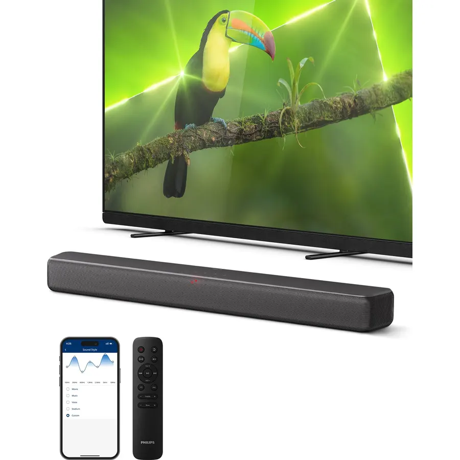 Philips B5109 2.0 Channel Bluetooth Soundbar - HDMI ARC, Dolby Digital Plus, DTS Virtual:X, Roku TV Ready, 120W Max Power, Dark Grey