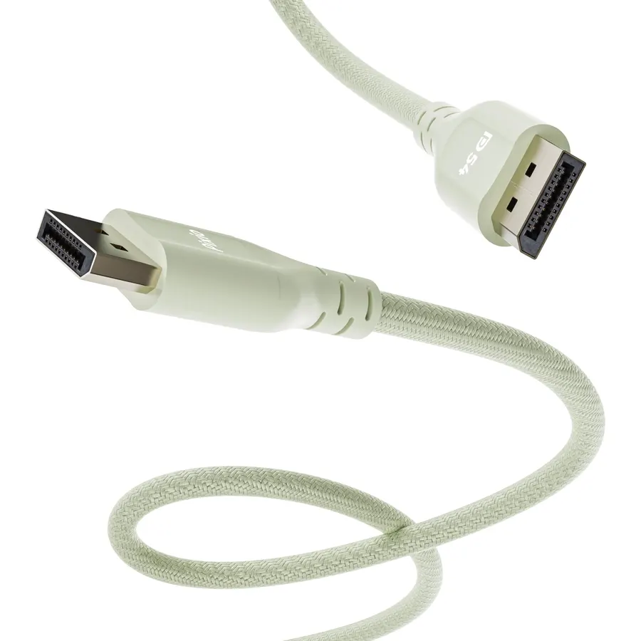Pixio Mint Green 16K DisplayPort 2.1 Cable DP54 Certified 6FT 16k 60Hz 4K 240Hz Nylon Braided Nickel-Plated Connector Anti-Breakage DSC UHBR13.5
