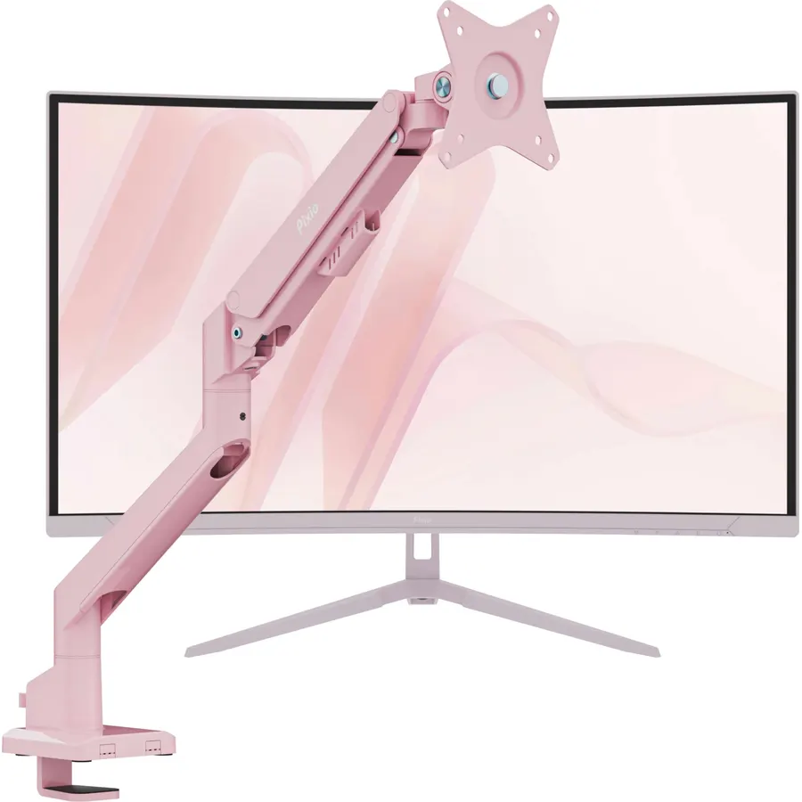 Pixio PXC279WAVE Blue 27 inch 300Hz Refresh Rate FHD 1080p Resolution 1650R Curve Fast VA Panel 1ms GTG Response Time HDR Curved Gaming Monitor and PS1S Wave Blue Single Monitor Arm