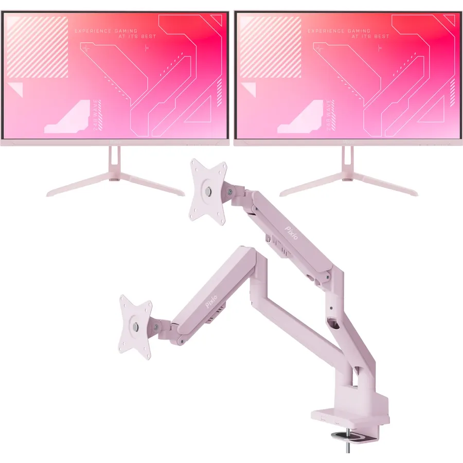 Pixio PX279 Wave 27 inch 240Hz Refresh Rate FHD 1080p Resolution Fast IPS Panel 1ms GTG Resonse Time Gaming Monitor and PS1S Wave Black Single Monitor Arm - Fits up to 32 inches and 19.8lbs