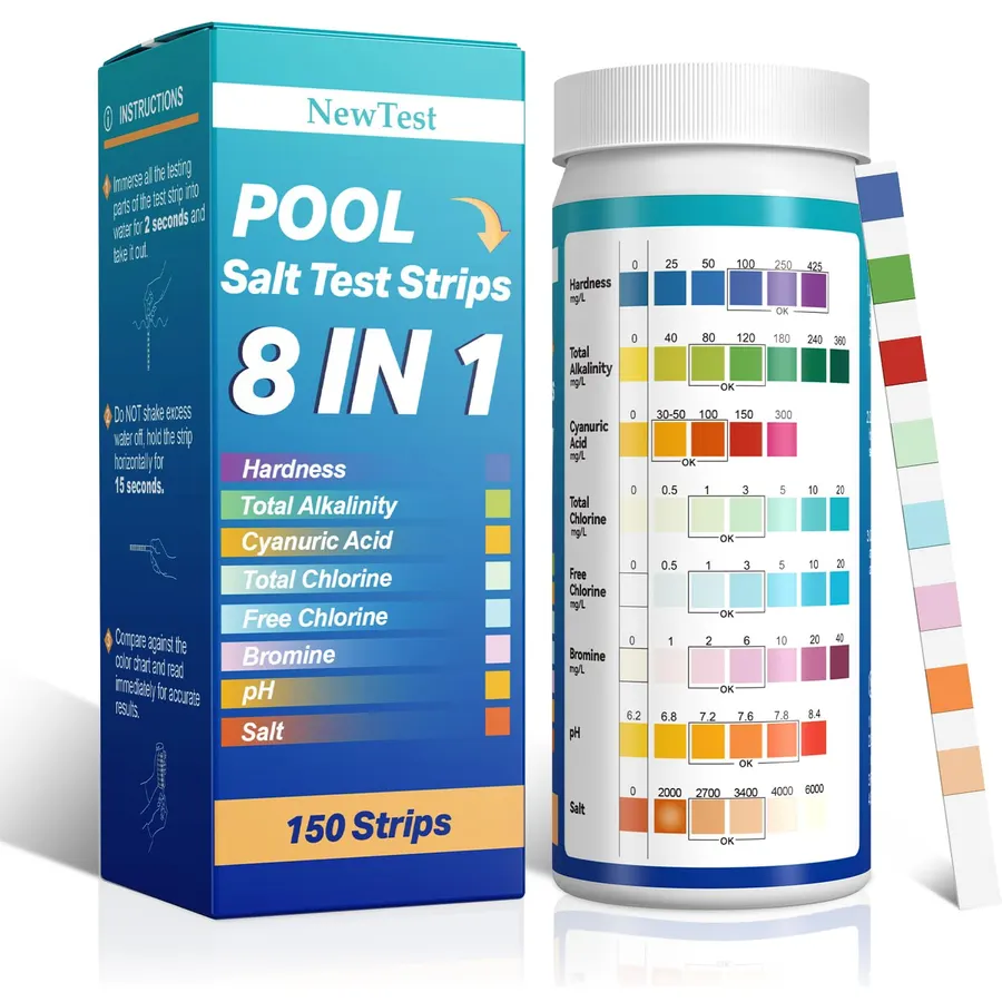 Pool Salt Test Strips: 150CT 8 in 1 Professional Pool Test Strips