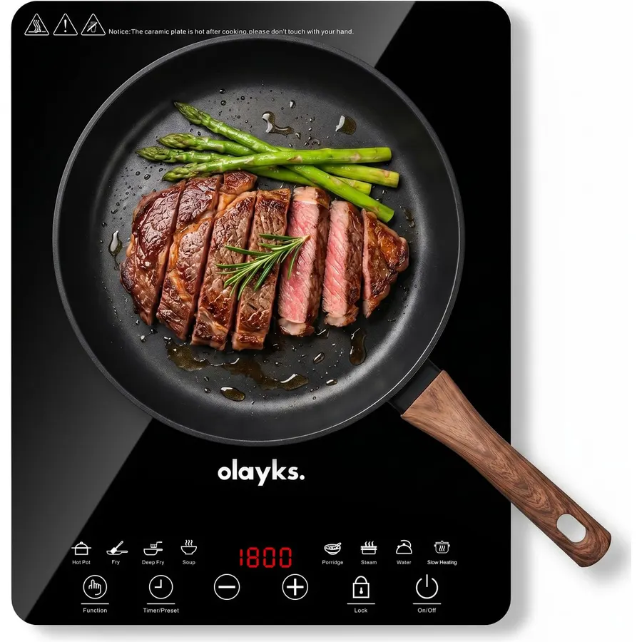 CUKOR Electric Burner, 1800W Hot Plate Electric Cooktop with 2 Cast Iron Burners, Portable Electric Stove for RV, Dorm, Office & Home, Countertop Double Burner