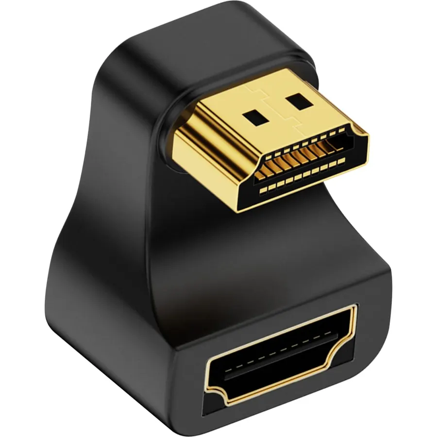 Poyiccot 8K HDMI U Shape Adapter, 48Gbps 8K@60Hz, Down Angle 180 Degree HDMI Male to Female Extension Adapter Extender with LED Indicator for HDTV, PS5, Laptop, 1-Pack
