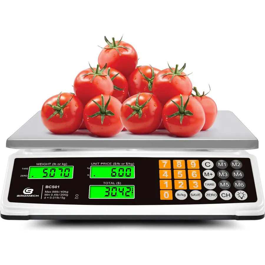 Price Computing Scale 88lb/40kg Commercial Food Scale for Produce Meat Weighing, LCD Display and Green Bright Backlight for Farmers Markets, Meat Shop, Deli, (Not for Trade)