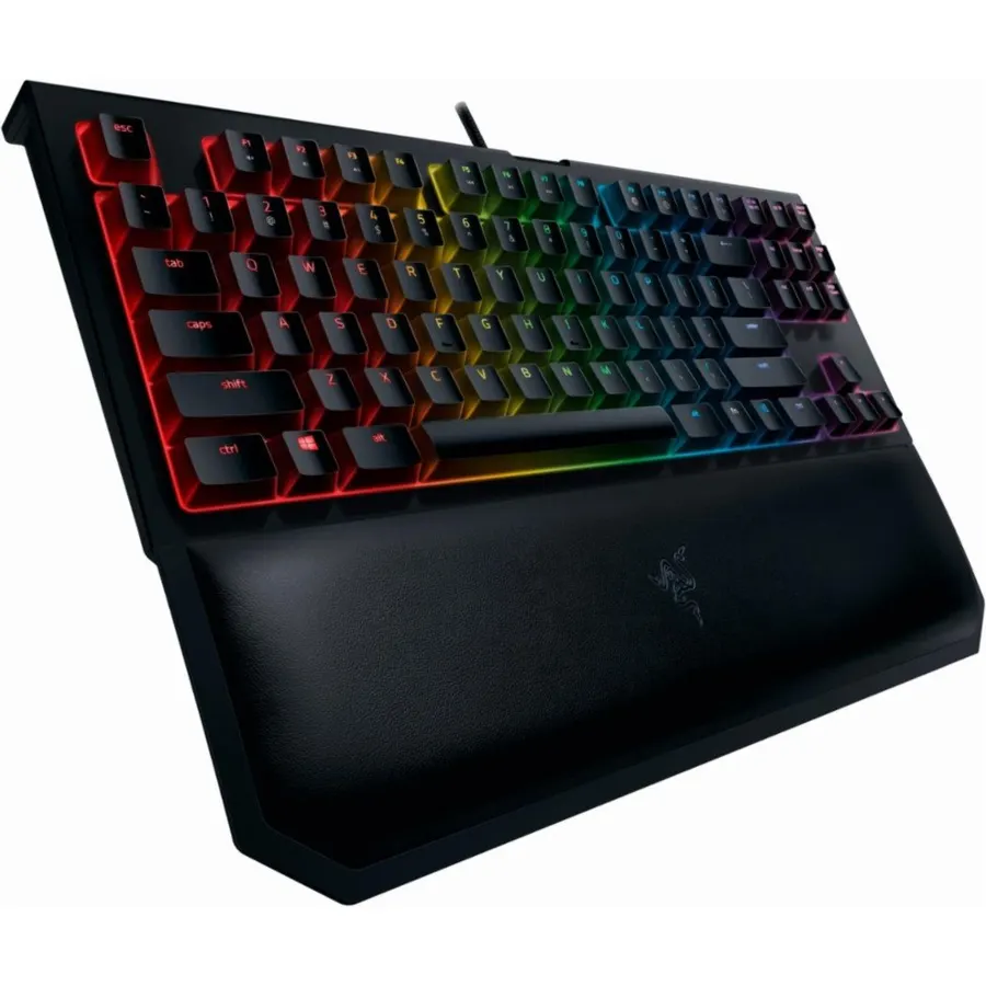 Razer BlackWidow TE Chroma v2 TKL Tenkeyless Mechanical Gaming Keyboard: Yellow Key Switches, Linear & Silent, Chroma RGB Lighting, Magnetic Wrist Rest, Programmable Macros, Classic Black
