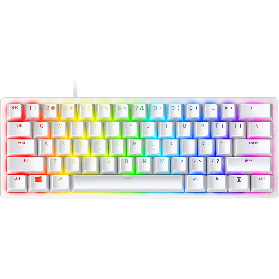 Razer Huntsman Mini 60% Gaming Keyboard: Linear Optical Switches - Aluminum Top Frame - Chroma RGB Lighting - PBT Keycaps - Onboard Memory - Snap Tap - White