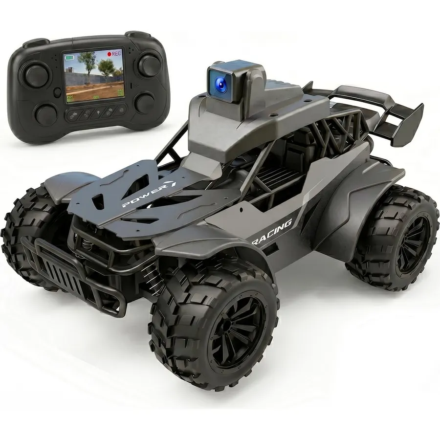 RC Car with Camera and Screen Remote, 1080P FPV Off-Road RC truck, with 2-Way Audio & Servo-Adjustable Camera Angle, Part Metal Shell, 20 Min Play, No Phone Needed, Gift for Boys Kids & Adults