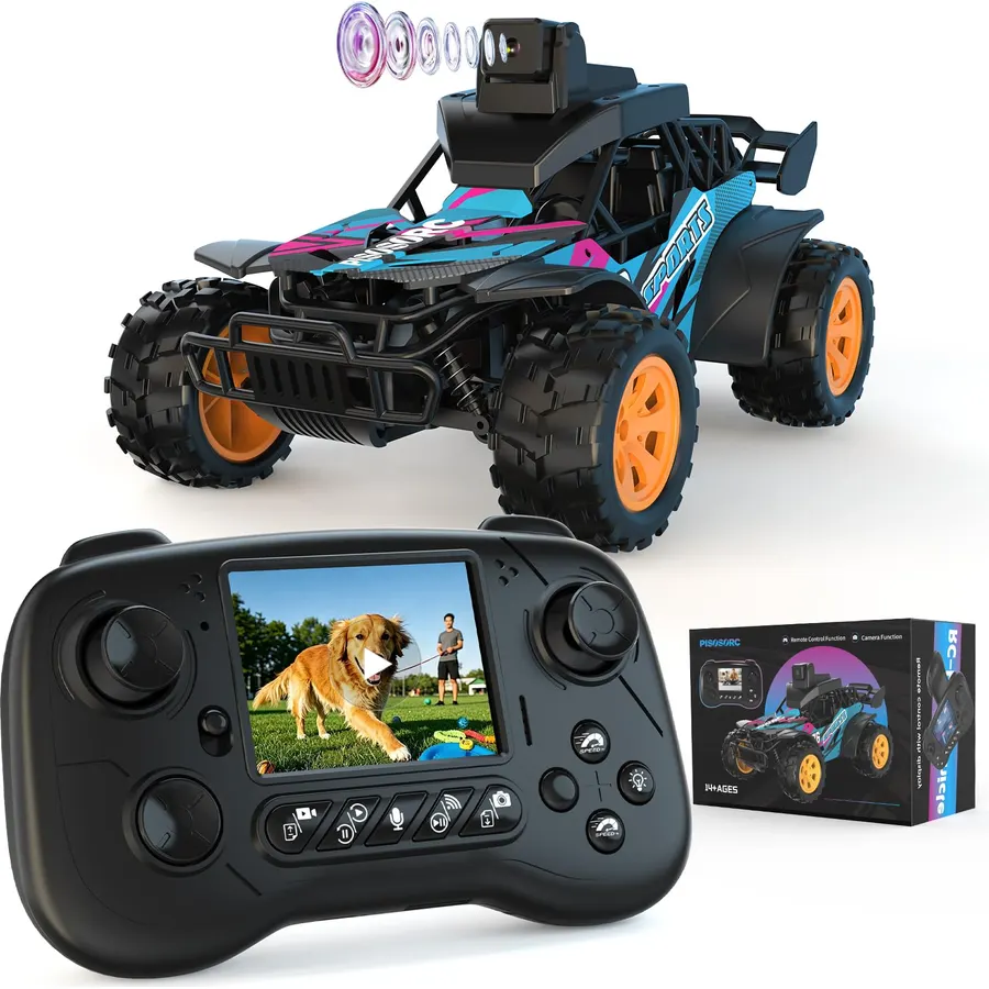 RC Car with Camera, RC Truck, FPV Remote Control Car, 2.4GHz 2.8" Screen, 60° Adjustable Camera, Live Video, APP/Radio Dual Control, 2 Speeds, Rechargeable Off-Road RC Cars, Gift for Adults&Kids