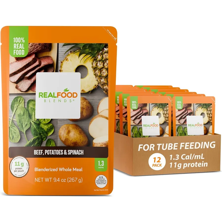 REAL FOOD BLENDS Beef, Potatoes & Spinach Tube Feeding Meal, 12 Pack