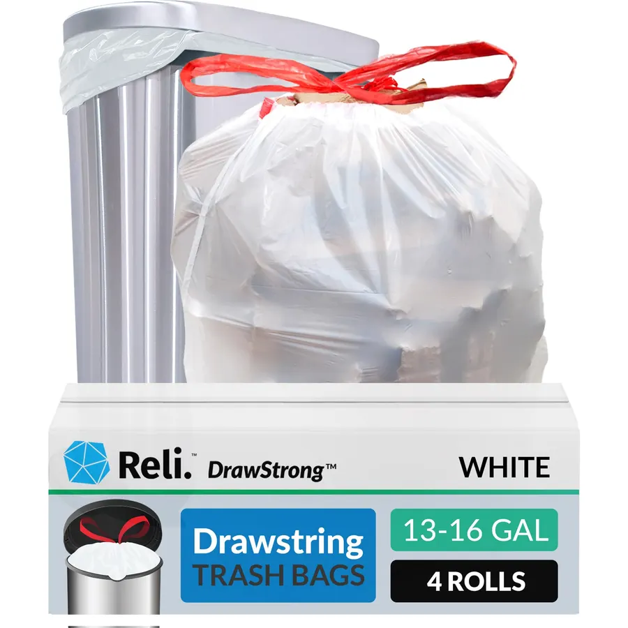 Reli. Drawstring Trash Bags 13 Gallon | 250 Count Bulk
