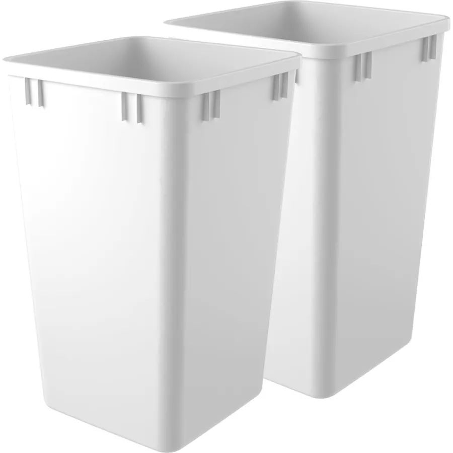 Rev-A-Shelf 27 qt Polymer Replacement Waste Container for Rev-A-Shelf Pullouts, Kitchen Cabinet Trash Can Recycle Bin, RV-1024-11-2, White (2-Pack)