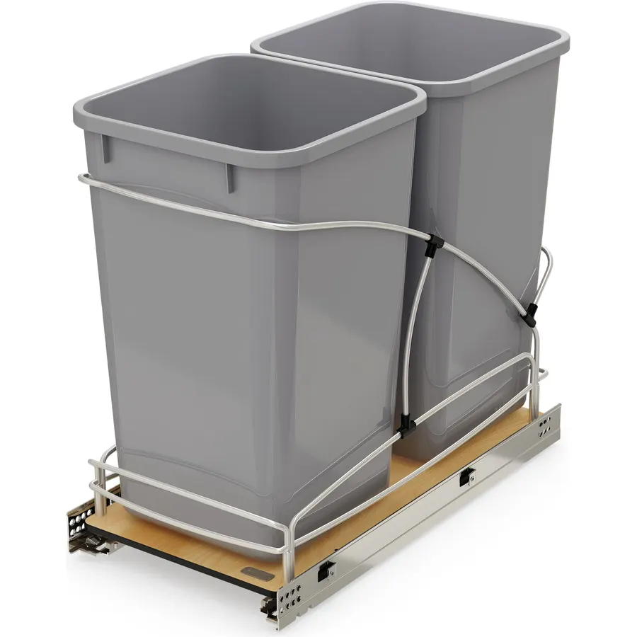 Rev-A-Shelf Double Pullout Trash Can w/Soft-Close Slides, 11.5" Min Opening