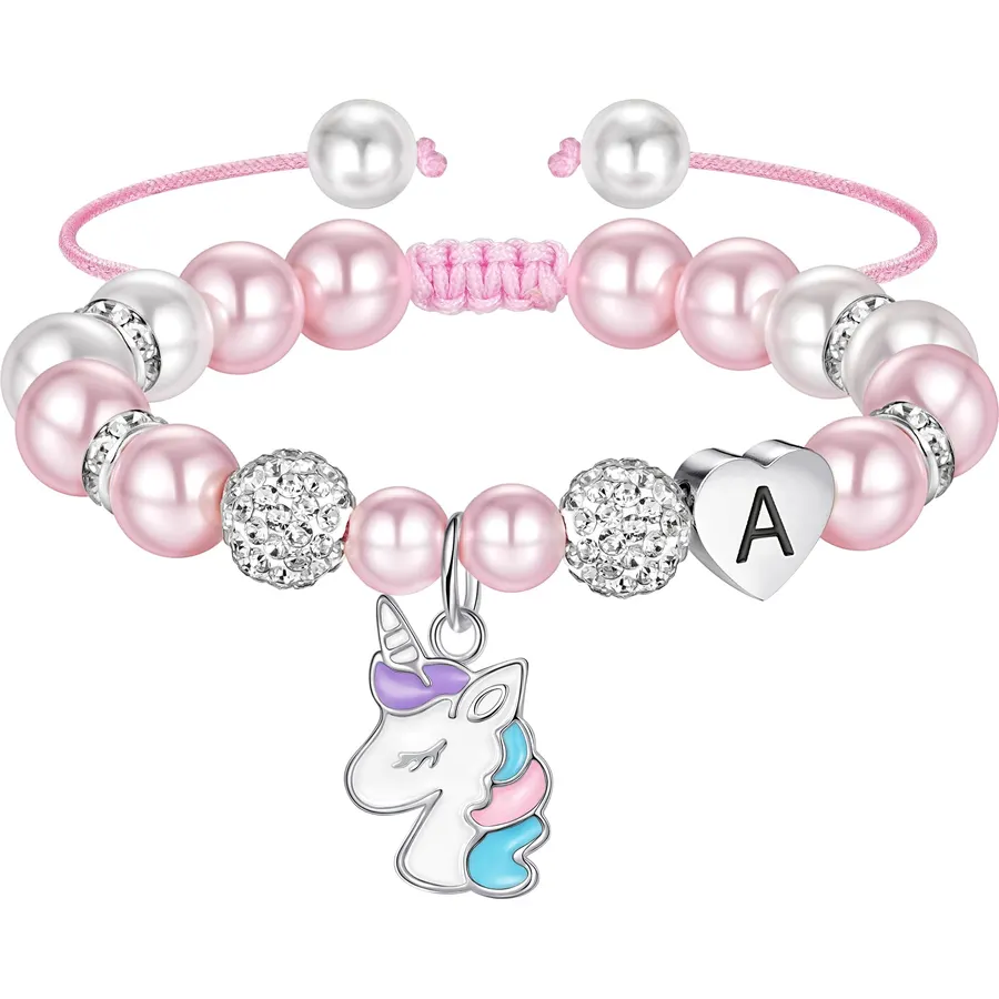 Ritach Axolotl Gifts for Girls Kids, Cute Axolotl/Unicorn Initial Bracelet