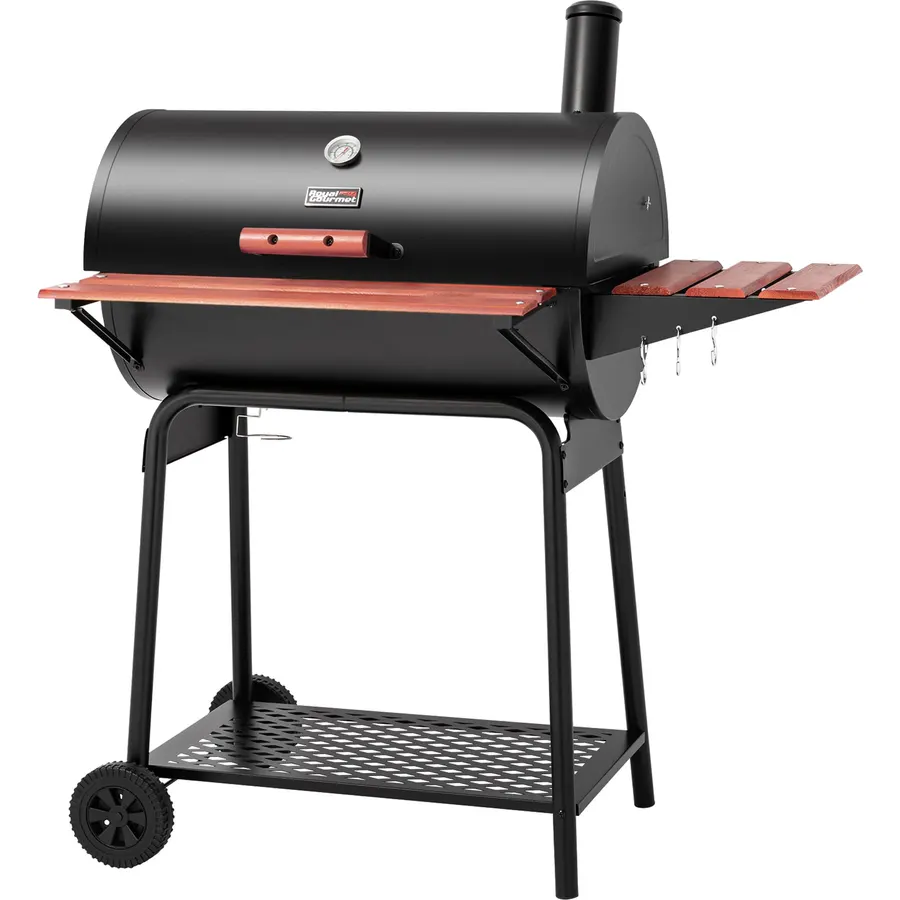 Royal Gourmet CC1830V 30 Barrel Charcoal Grill with Side Front Table