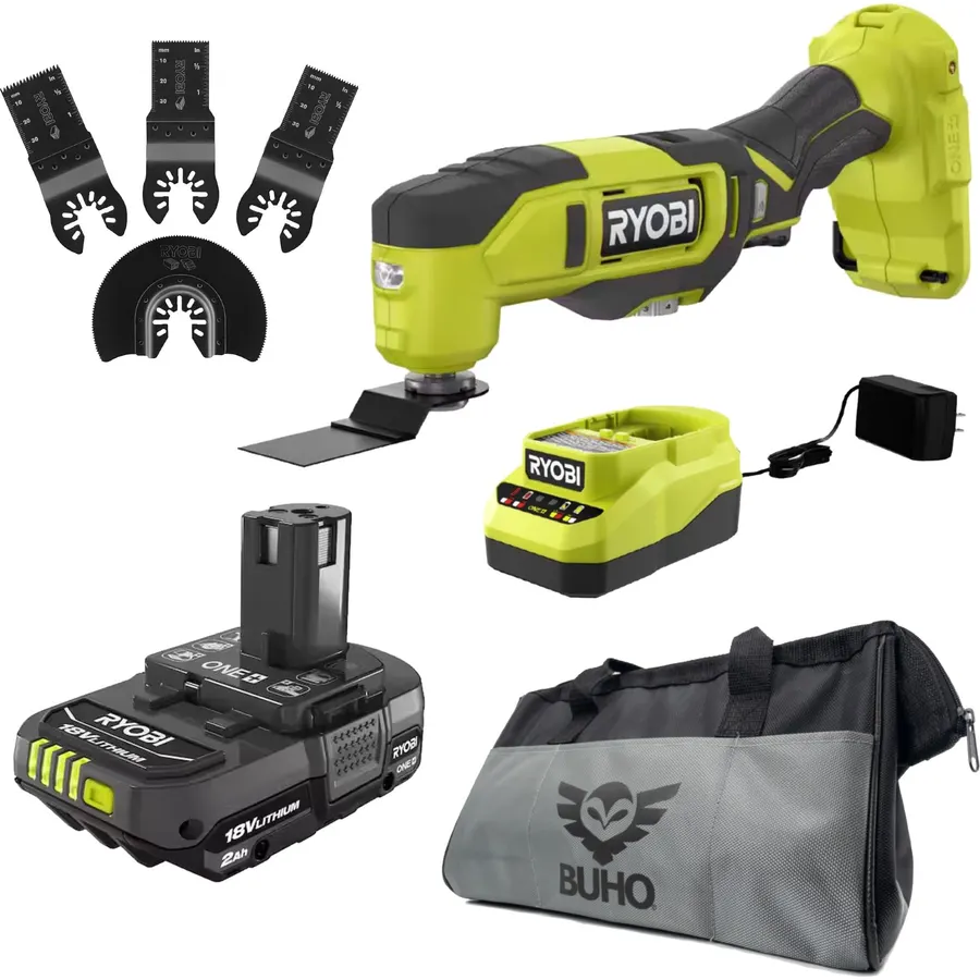 Ryobi Oscillating Multi Tool with 4 PC Blade set and Buho Tool Bag