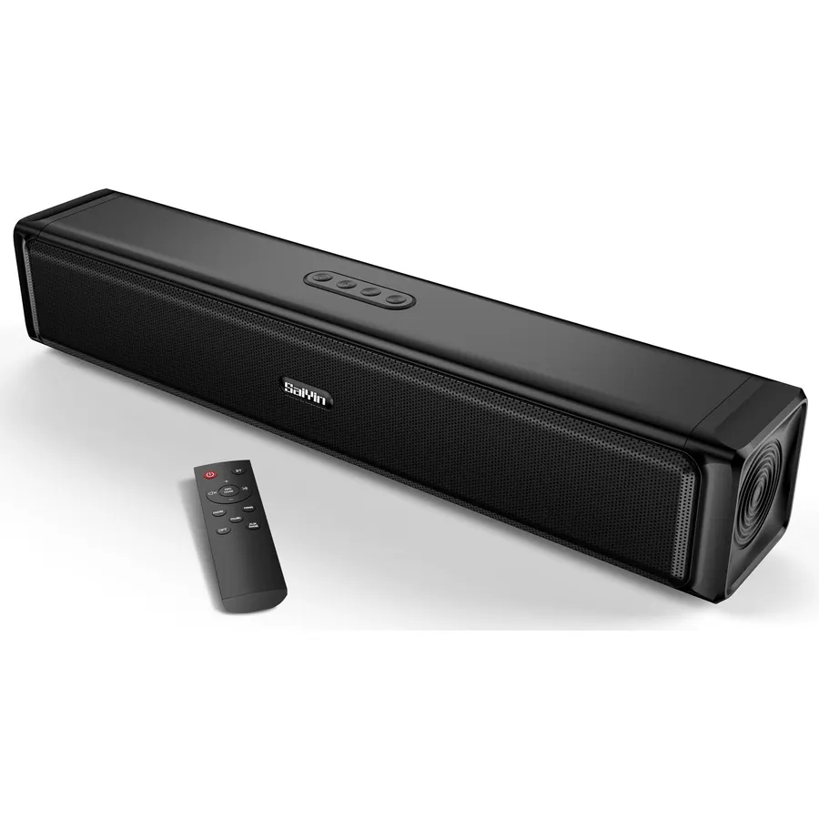 Saiyin Sound Bar,Soundbar for TV with 4 Powerful Speakers,Surround Sound System for TV,17 inch Soundbar with Bluetooth/HDMI-ARC/Optical/AUX,Wall Mountable