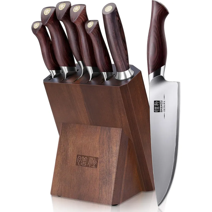 SHAN ZU 7 Pc Japanese Knife set, High Carbon 10Cr15Mov Stainless Steel