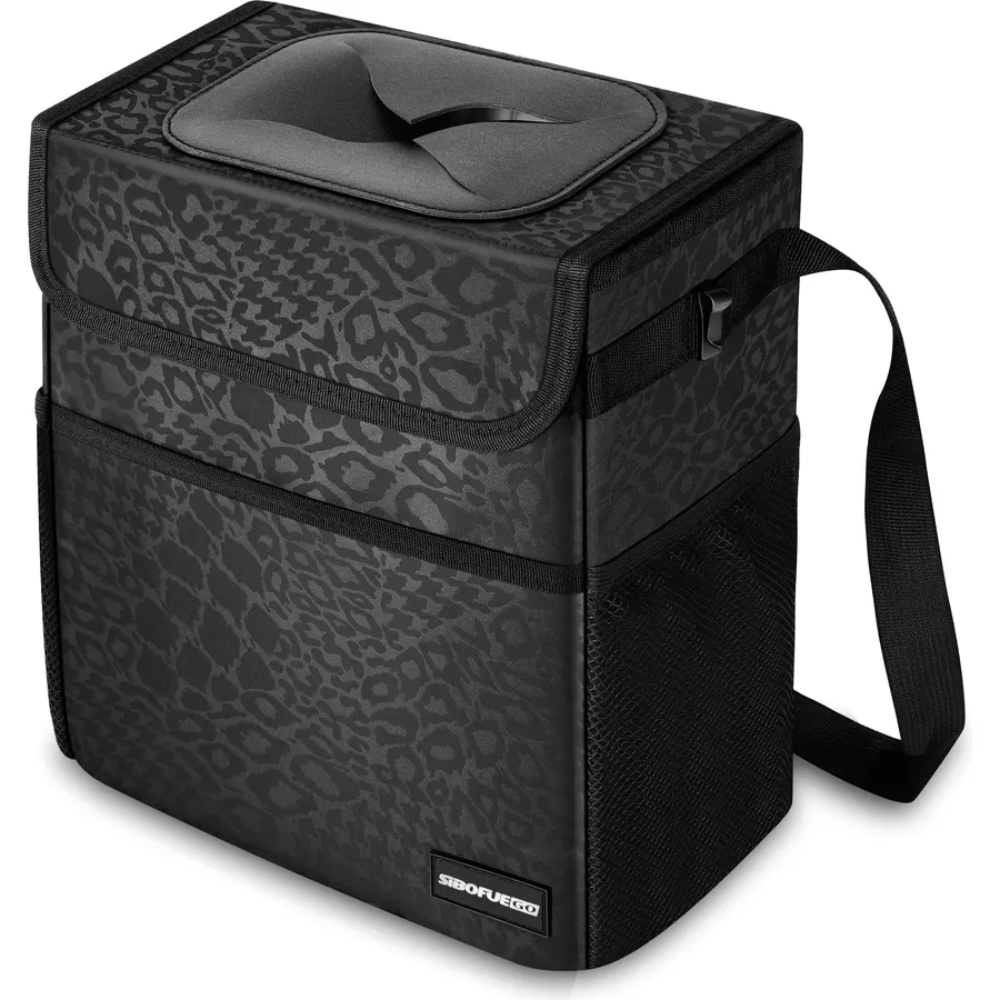 SIBOFUEGO Cute Car Trash Can with Lid, Collapsible, Leak-Proof, 2 Gallon