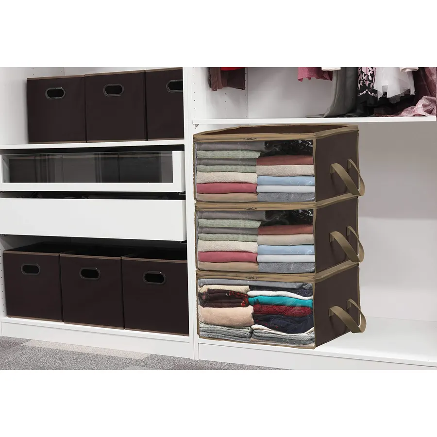 Simple Houseware 3 Pack Foldable Clothing Storage Box with Clear Window