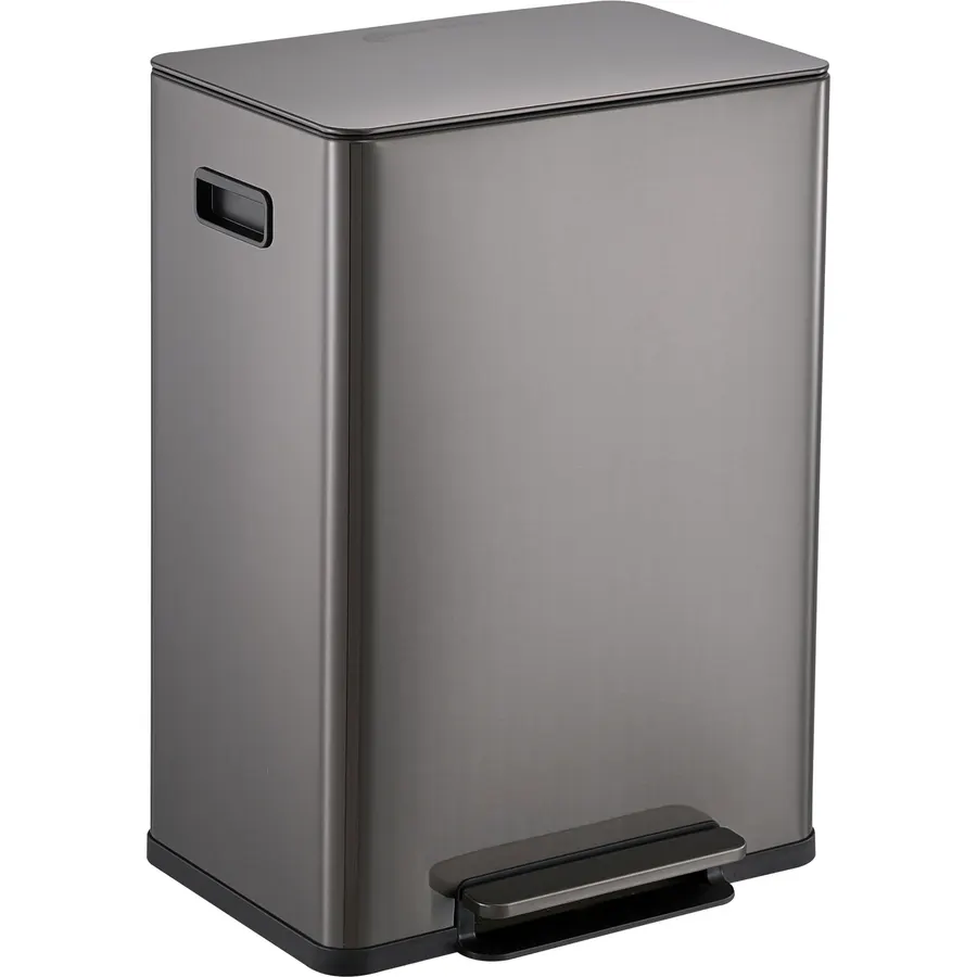 SIMPLI-Magic Infinity Edge 16 Gallon (60L) Kitchen Trash Can - Hands-Free Step Pedal, Soft-Close Lid, Stainless Steel Garbage Can with Removable Inner Bucket, Fingerprint-Resistant Finish