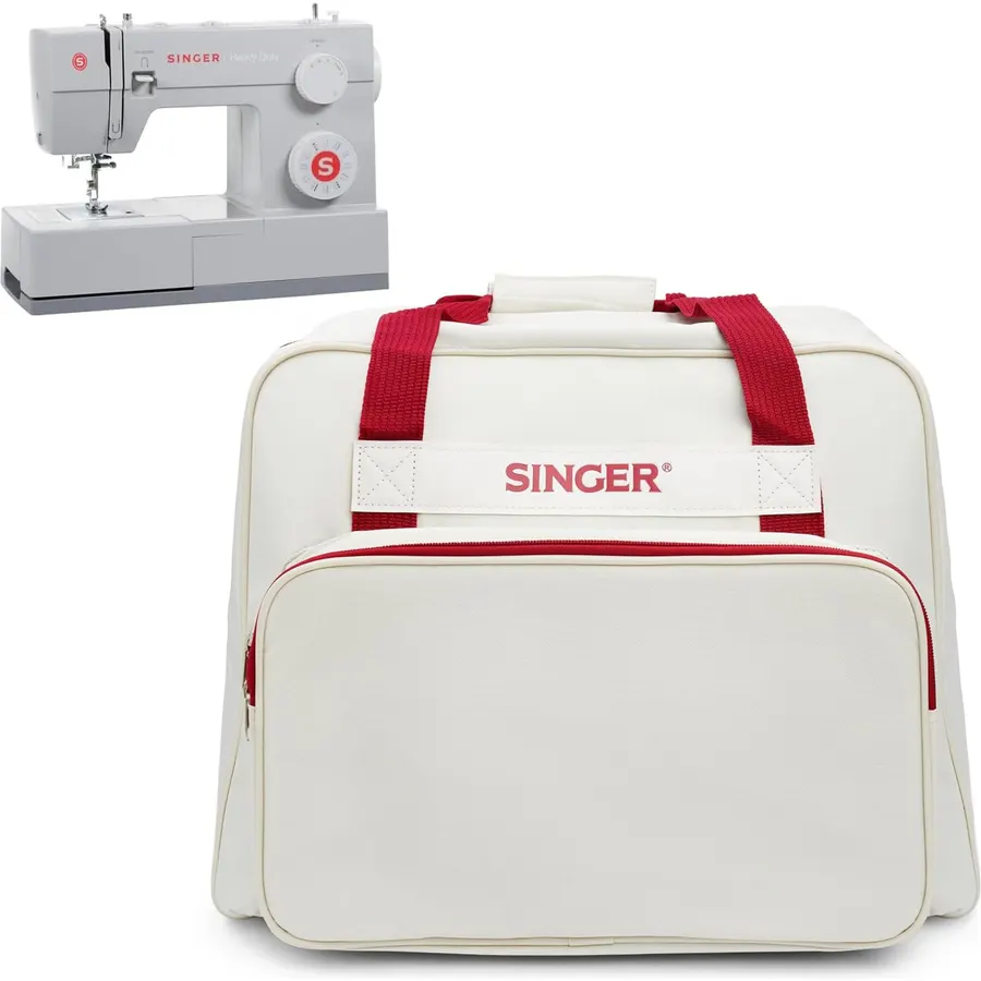 SINGER® Machine Carrying Tote Bag for Sewing Machines & Sergers, Cream/Red