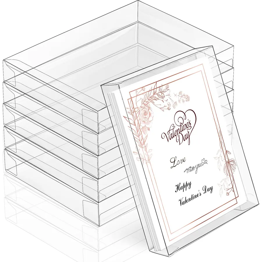 Sintuff 100 Pcs Clear Card Boxes for Greeting Cards