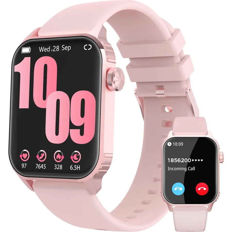 Smart Watches for Women Men, 120 Sports Modes Smartwatch with 1.83 inches HD Display, Heart Rate/Sleep Monitor, IP67 Waterproof, Bluetooth Call & Music Control for iPhone/Android (Pink)