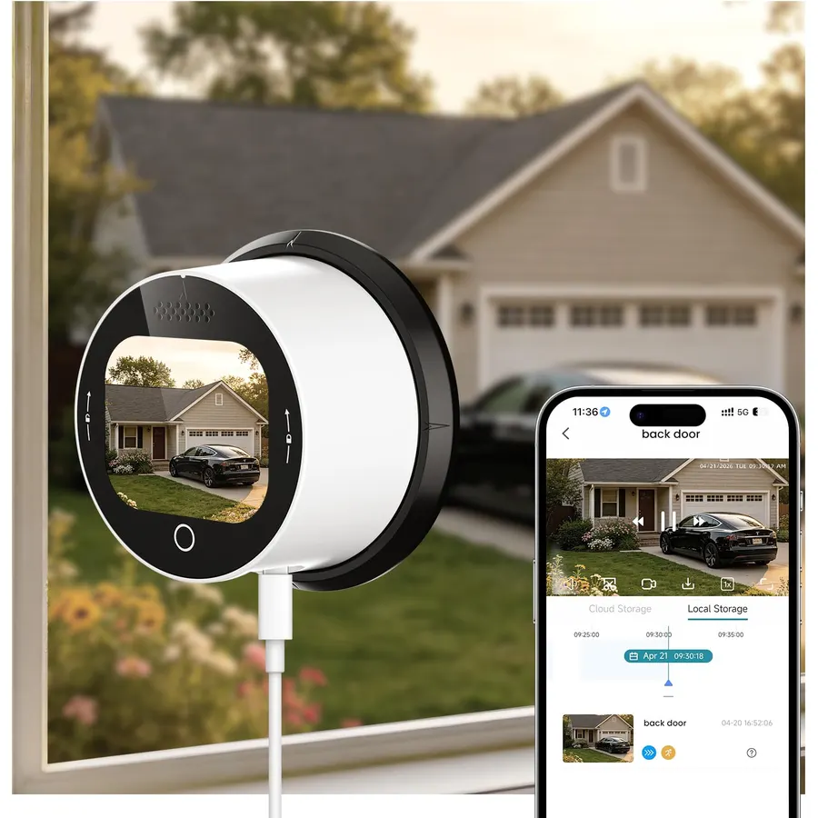 SOLIOM 5MP Window Camera, LCD Touchscreen,24/7 Recording, 2.4&5GHz WiFi
