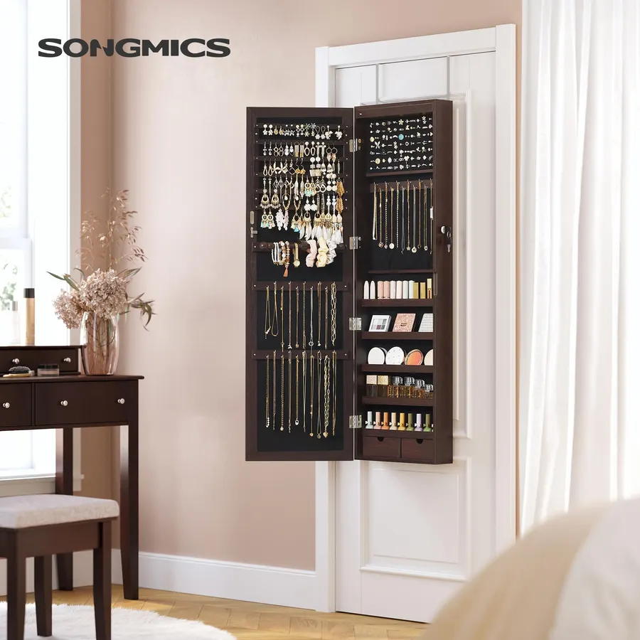 Over the Door Jewelry Organizer, Wall Mounted Jewelry Cabinet