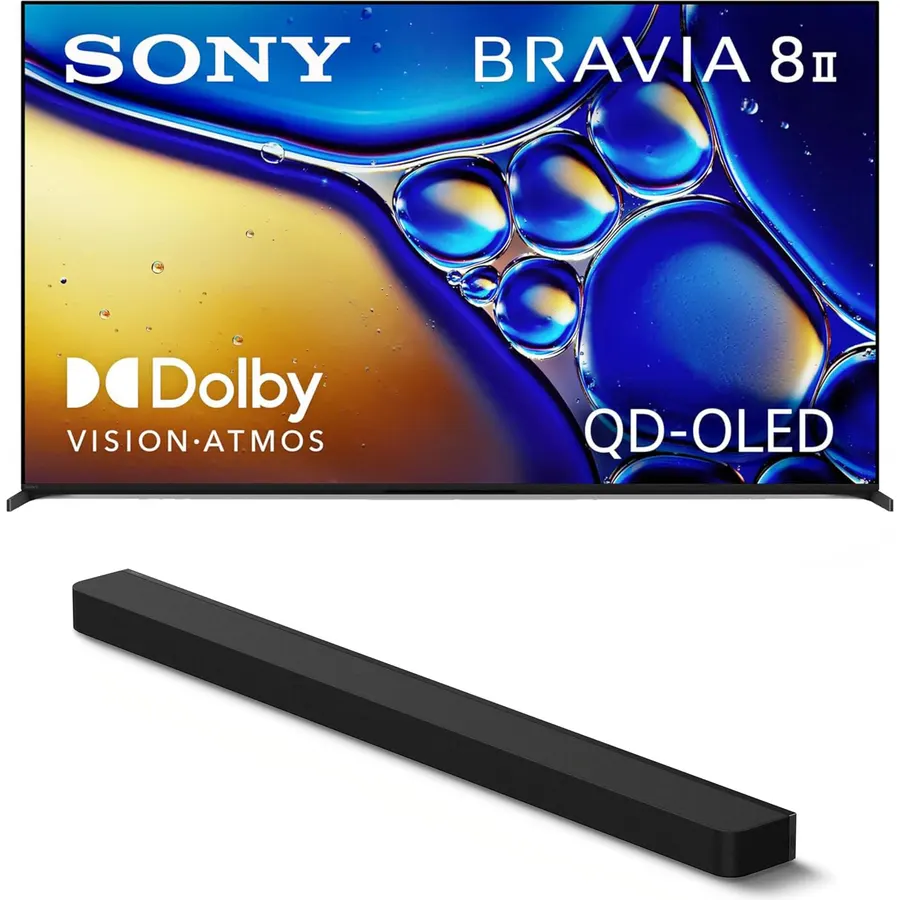 Sony K55XR80M2 55 Inch Bravia 8 QD-OLED 4K HDR Google TV with a HT-A9000 BRAVIA Theater Bar Soundbar (2025)