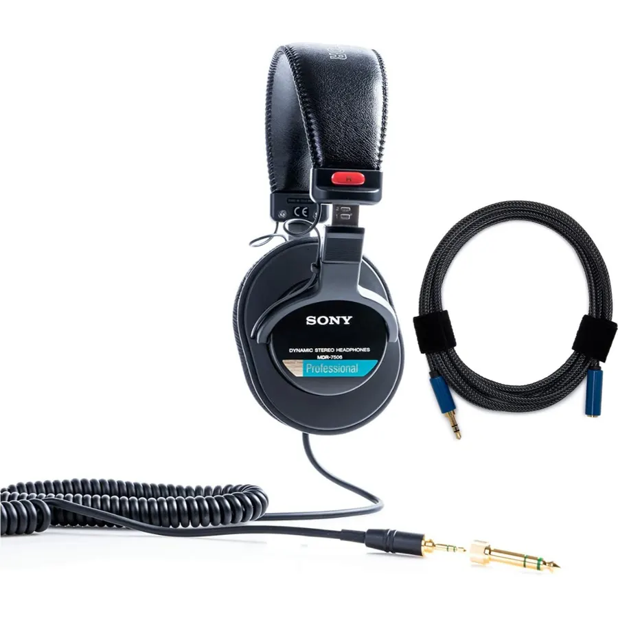 Sony - MDR7506 Folding Professional Closed Ear Headphones W/Nylon Braided Cable -