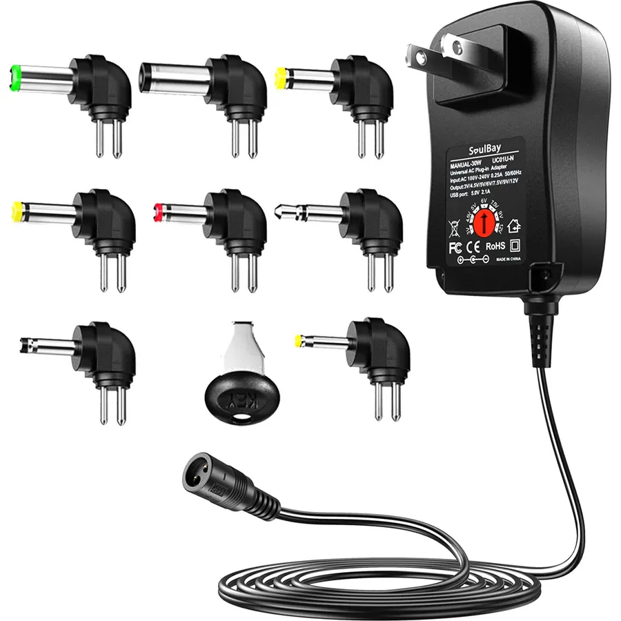 SoulBay Universal Center Negative Power Supply, 3V-12V 2A, 8 Plugs