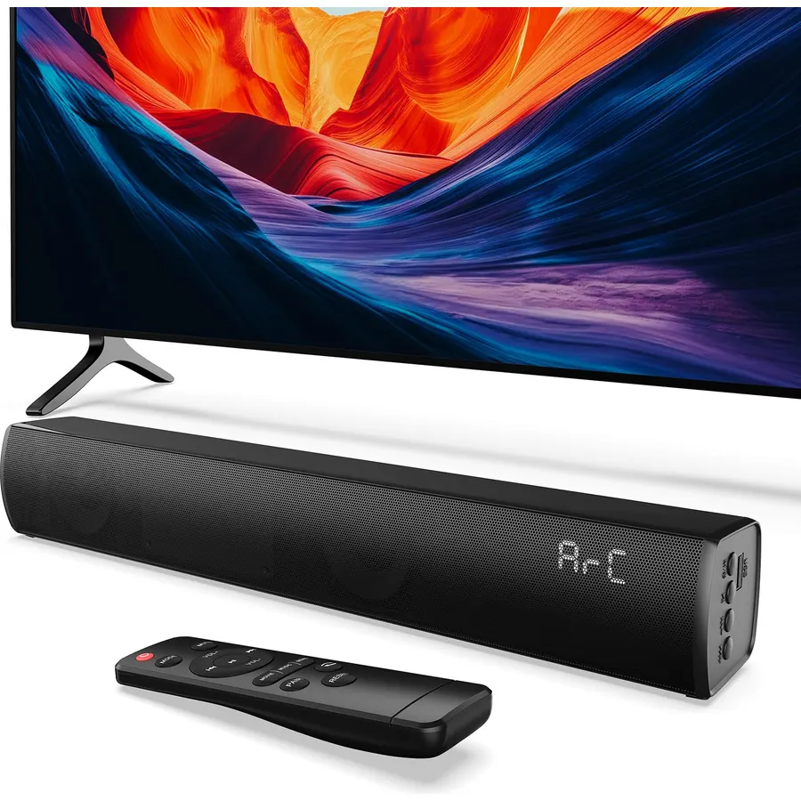 Suntrok Soundbar for TV, 2.0CH Home Theater Bluetooth 5.3 Center-Channel Speaker with 2 Wireless Karaoke Mics, Surround Sound System with HDMI ARC/Optical/AUX/USB, for Movie/Music/News Family Party