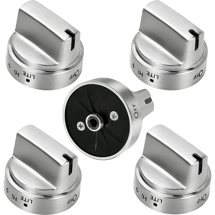 WB03X24818 Stainless Steel Knob Replacement for GE Gas Range, Fit GE Stove Knobs WB03X24818 4363588 AP5989029 PS11729081, Gas Stove Knobs Replace LDG3016ST JGB700SEJ4SS JGB735SP1SS, 5 Pack
