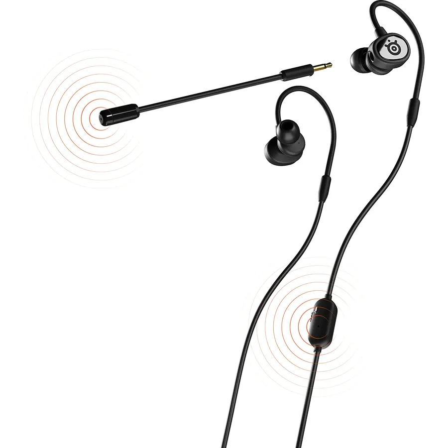 SteelSeries Tusq in-Ear Mobile Gaming Headset – Dual Microphone with Detachable Boom Mic – Ergonomic Suspension Design Earphones – for Mobile,Black