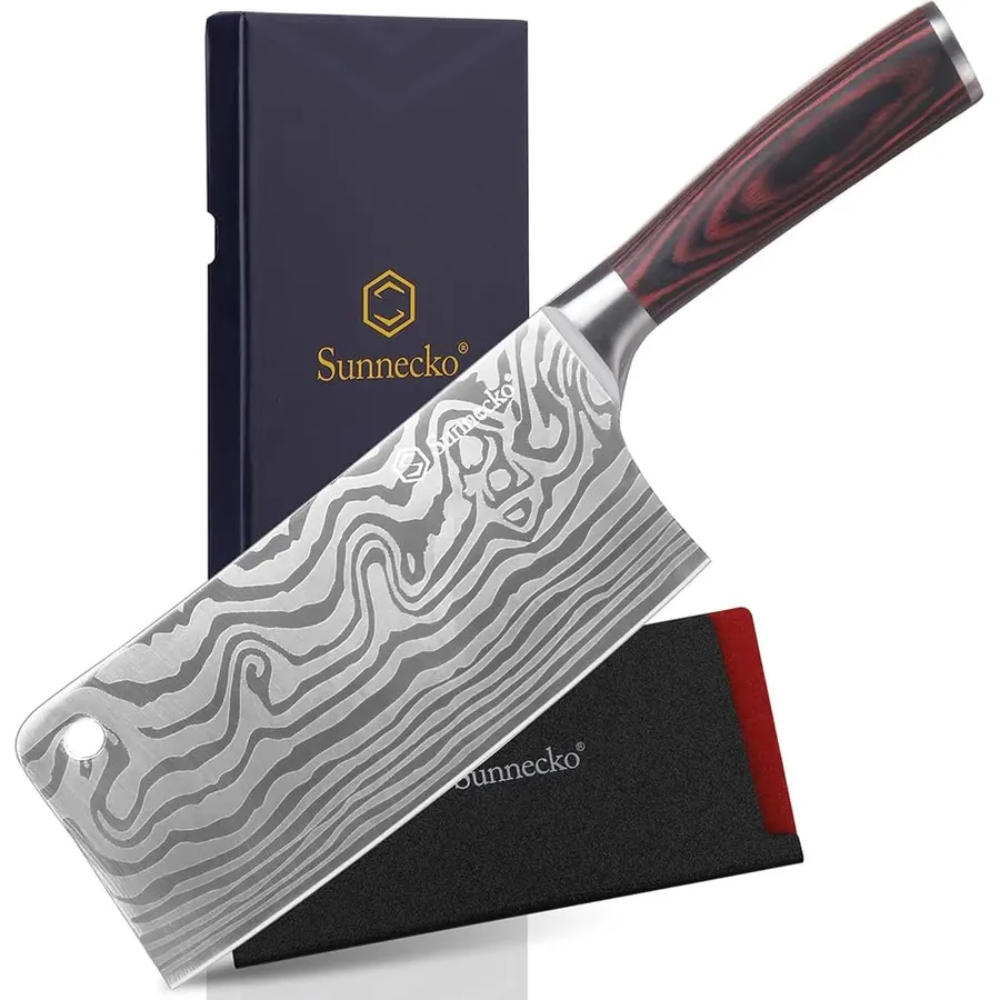 Sunnecko 7” Cleaver Knife, Multipurpose Meat & Vegetable Chef Cleaver