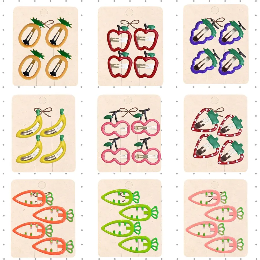 (36 Pcs) Super Cute Girls Hairpin, Mini Size Fruit Pineapple Carrot Strawberry Apple Banana Cherry Hairpin Baby Girl Hair Clips Decoration Salon Hairstyle Hairdressing for Little Kids or Doll-Mix 4