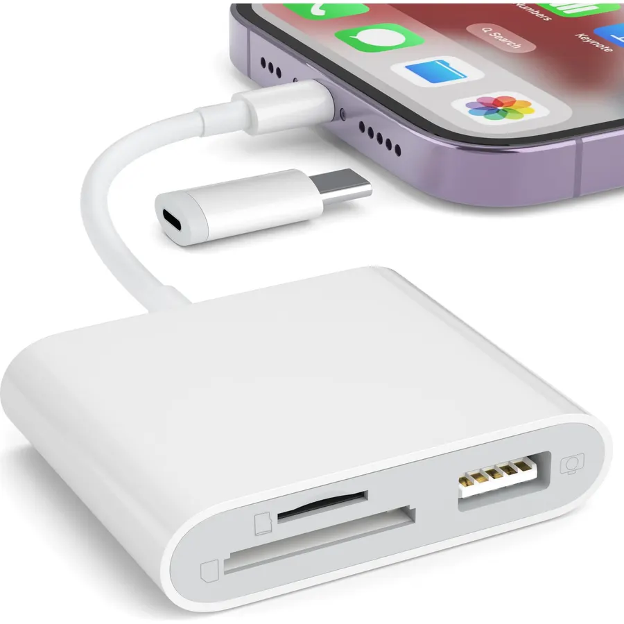 SZHAIYIJIN SD Card Reader for iPhone, Memory Card Reader with USB Camera Adapter Plug and Play Trail Game Camera Viewer Supports SD and TF Card MicroSD Card Adapter for iPad No App Required