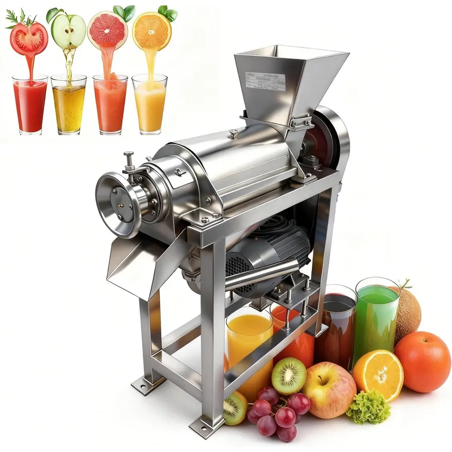 TECHTONGDA Commercial Juicer Machine Stainless Steel Juice Extractor Heavy-duty Electric Cold Press Juicer for Fruit, Vegetable 1500W 3-phase 220V