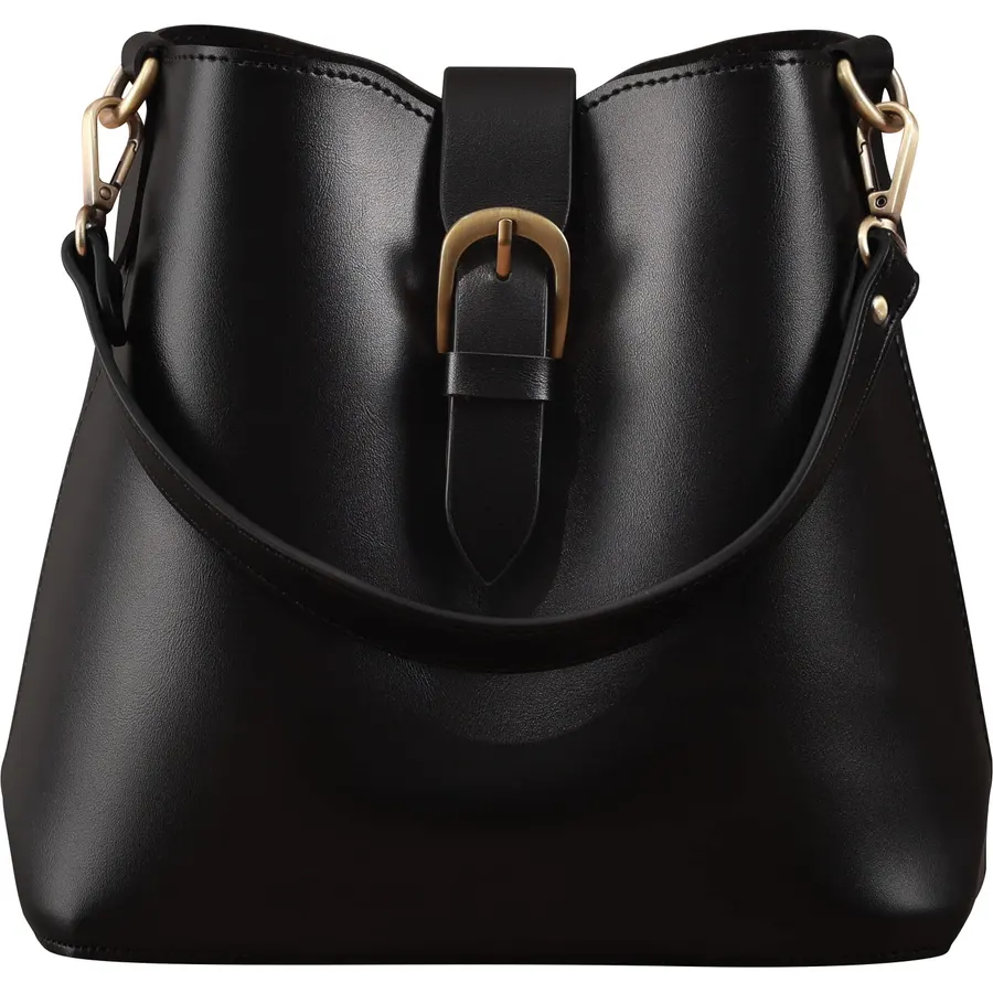 Town Bucket Vegan Leather Bag For Women Hobo Retro Faux Casual Purse Classic Vintage Simple Shoulder Handbag