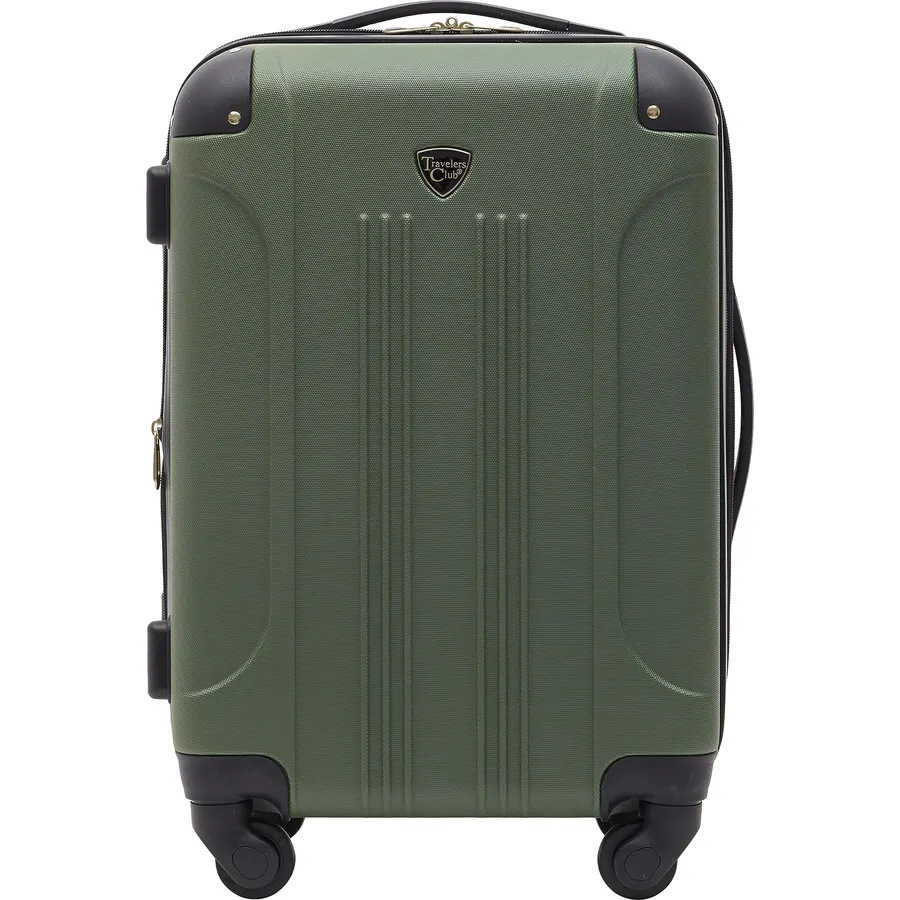 Travelers Club Chicago Hardside Expandable Spinner Luggage, Thyme Green, 22" Carry-On