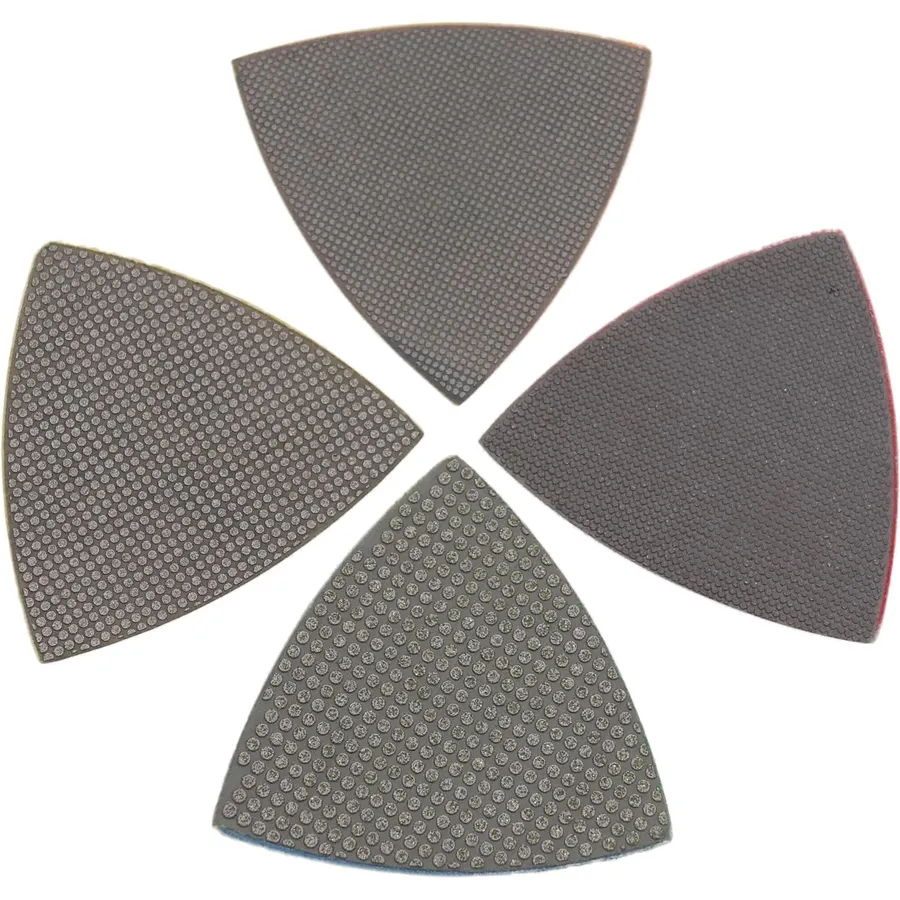 Triangular Diamond Polishing Pads for Corner Edge, Electroplated Sanding Pads for Oscillating Multi-Tools, 3’’(80mm), Grit 60-400, 4PCS